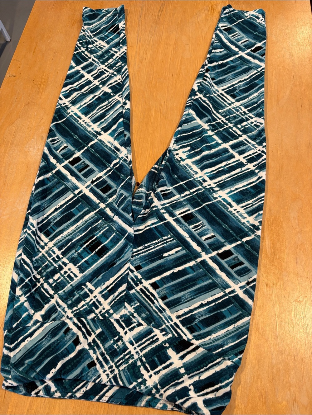 Terra & Sky ~ Turquoise Aqua Teal White Printed Leggings Stretch Super Soft